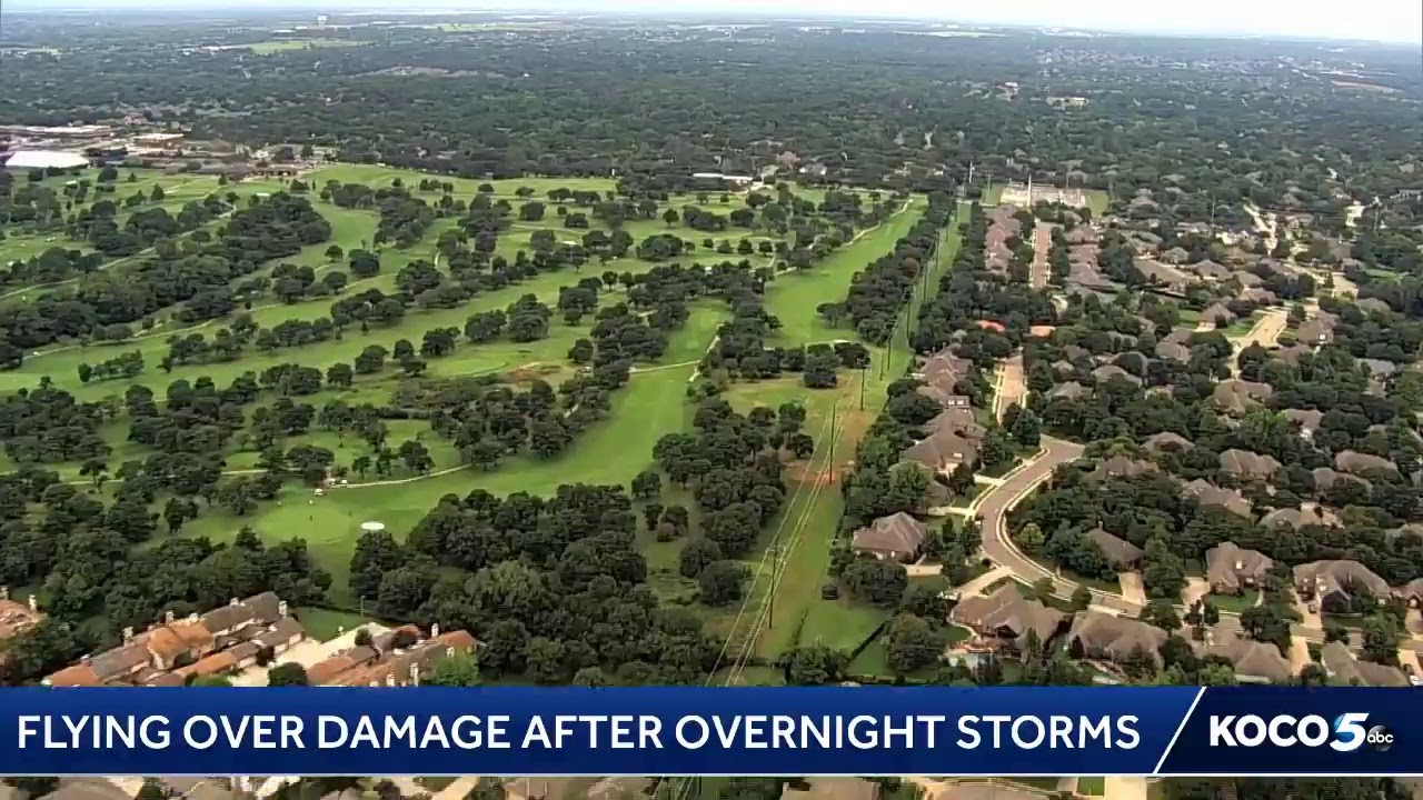 Sky 5 flying over damage after overnight storms - YouTube