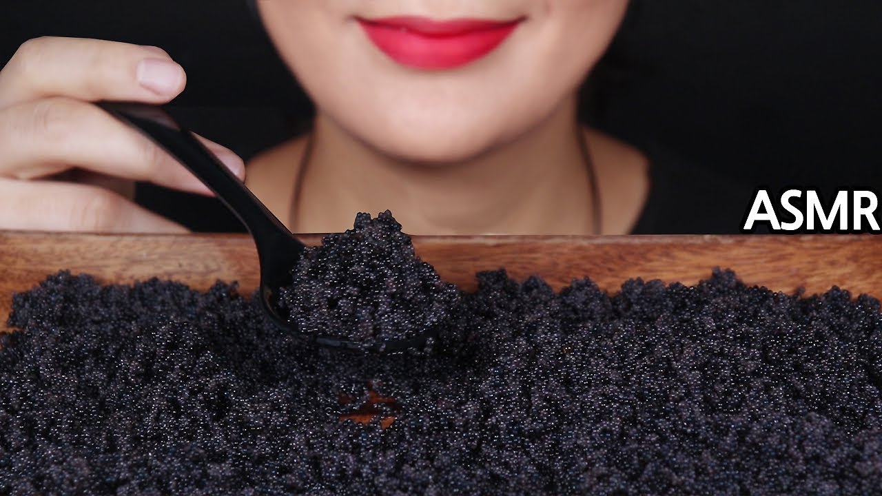 ASMR |Flying Fish Roe(Black) Tobiko Eggs Eating Sounds 블랙 날치알 리얼사운드먹방 とびこ Mukbang