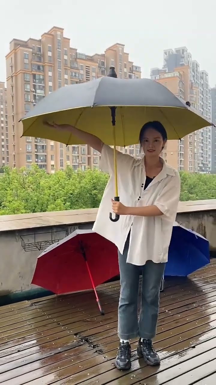 Heavy-Duty Curved Handle Rain Umbrella ( # 2142  )  1️⃣ Product Link in Bio
