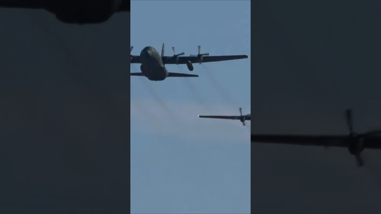Two C-130 Tactical Transport aircraft show off the coolest tactical pitch!