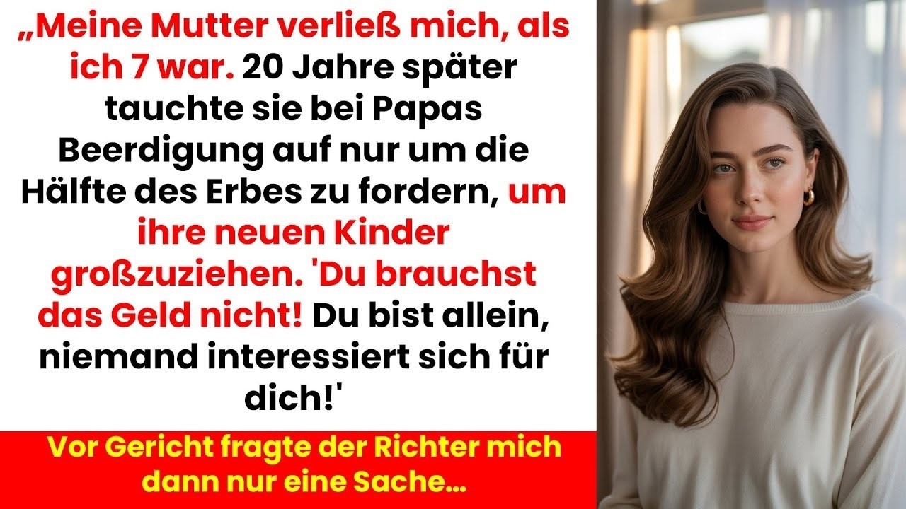 Drei Tage nachdem mein Vater an seinem Schreibtisch gestorben war, stand meine Mutter auf seiner Beerdigung – zwanzig Jahre nachdem sie mich mit sieben Jahren allein gelassen hatte. Mit dabei: ihr...