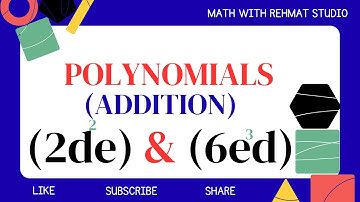 Polynomials, Add of (2d^2e) & (6e^3d) | Math with Rehmat Studio 