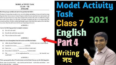 Model Activity Task Class 7 English Part 4 || Class 7 Model Activity Task English Part 4