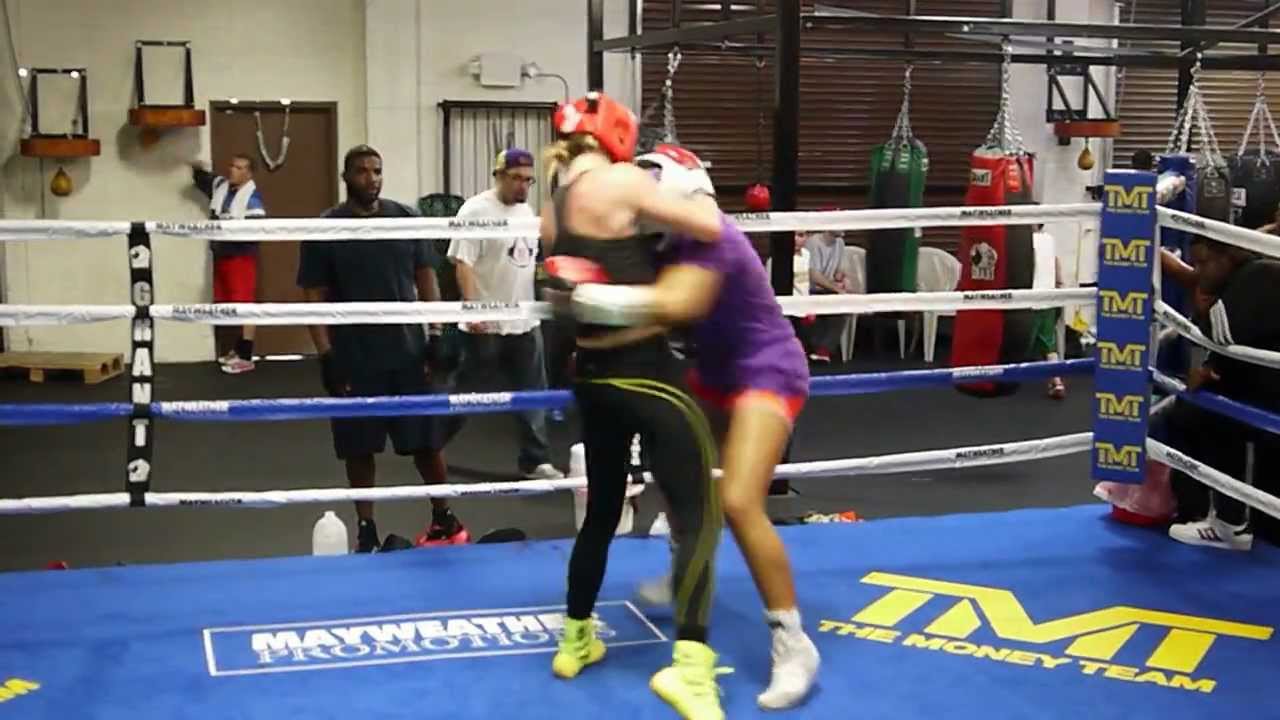 Mikaela Mayer and Mari Cornejo sparring, with Floyd Mayweather in her corner Pt. 1