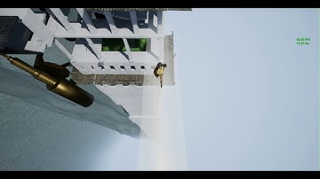 Bridge made of clouds blows away in wind behind character WIP EfMS game project - www.Pencilgun.com