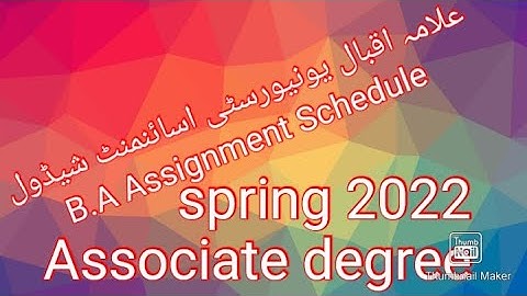 Aiou  B.A( associate degree) Assignment Schedule spring 2022