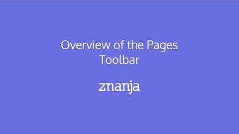 Overview of the Pages Toolbar