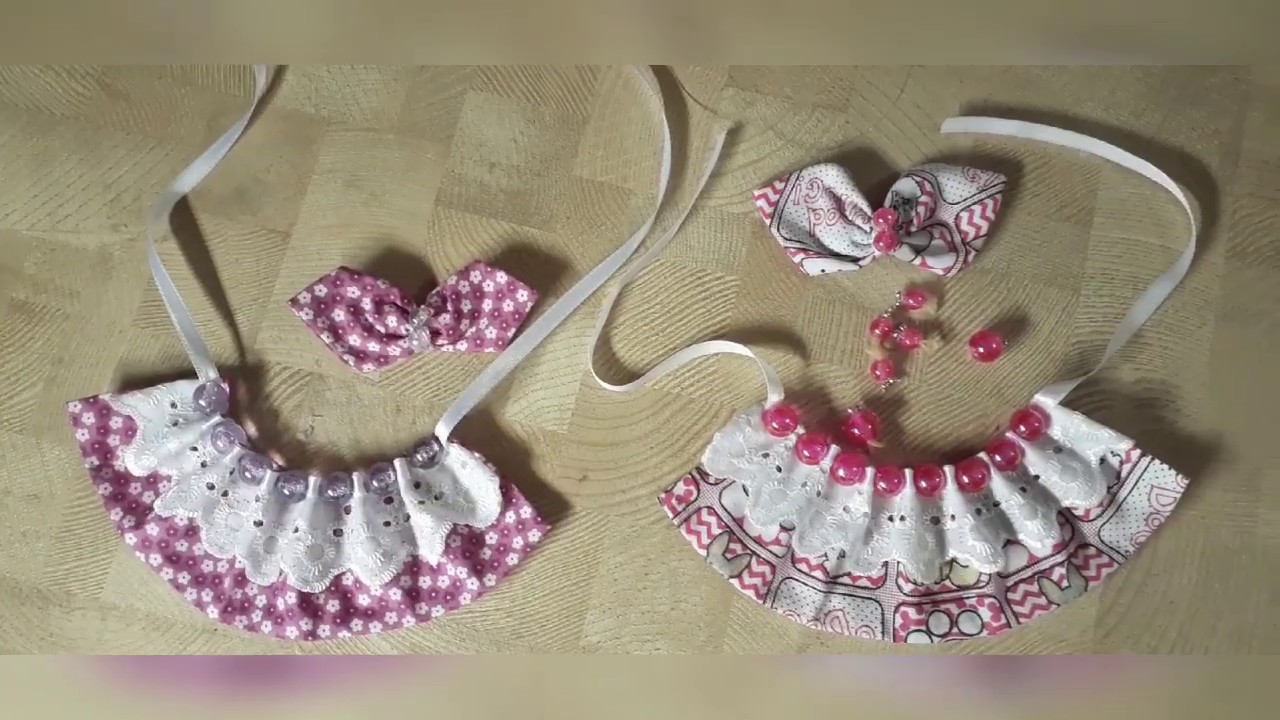 Conjunto Pet colar mais Lacinho nó em pé mais enfeites de penteado