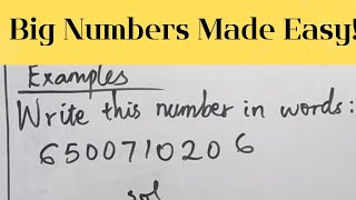 Learn To Read And Write Big Numbers Thousands, Millions Billions Explained