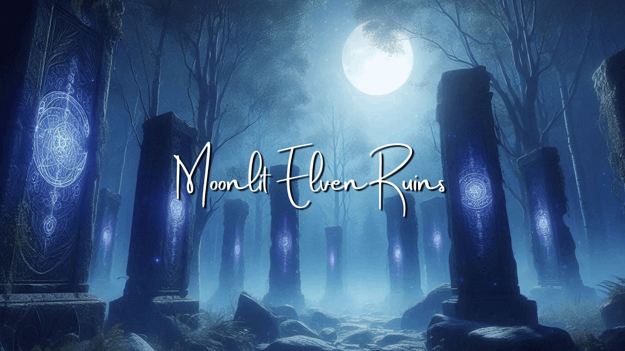 Moonlit Elven Ruins 🌙✨ | Fantasy Night Forest Ambience (1 Hour)