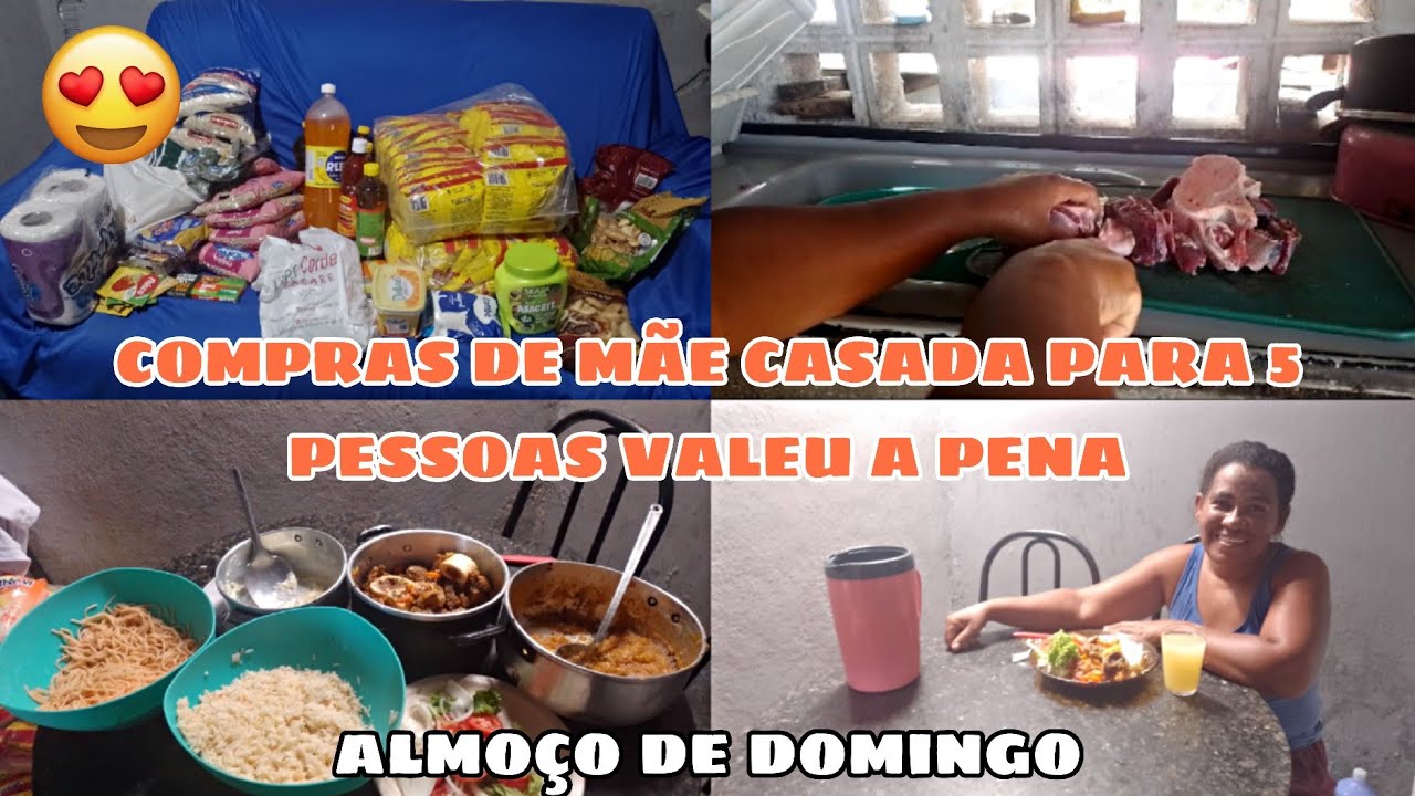 COMPRAS DE UMA MÃE CASADA PARA 5 PESSOAS VALEU A PENA?! 😍🙌🏽 ALMOÇO DE DOMINGO COMPLETO DELICIOSO 😋💖