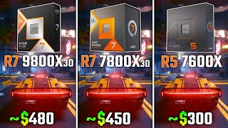 RYZEN 7 9800X3D vs RYZEN 7 7800X3D vs RYZEN 5 7600X | Test in 6 Games