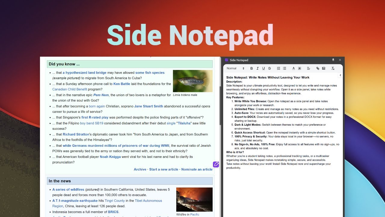 Side Notepad - Write Notes Without Leaving Your Work - YouTube