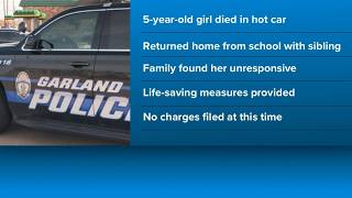 5-year-old Garland girl dies after being left in hot vehicle