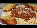 Delicious Spaghetti and Meat sauce Recipe + Homemade Garlic Bread