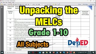Unpacking the MELC - Grade 1-10 ( Teacher’s Guide) LDM2 screenshot 5