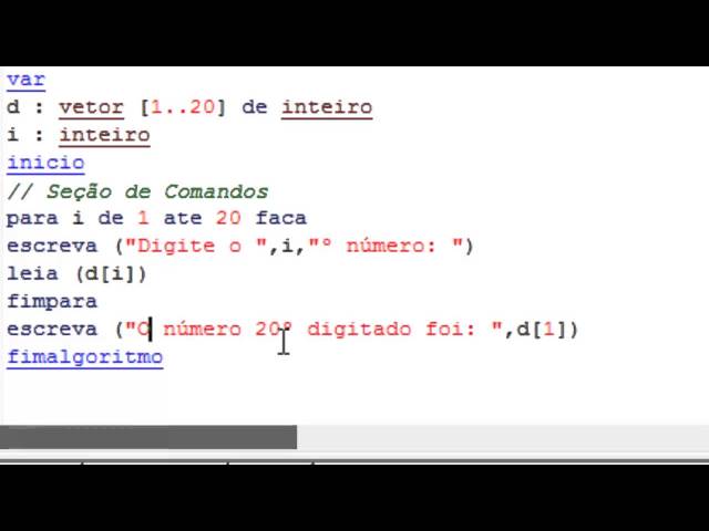 Lógica de Programação - Vetores - Exemplo de uso no VisualG - 19