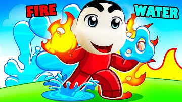 I MERGED WATER and FIRE to CREATE a MONSTER POWER in ROBLOX with SHINCHAN and CHOP Part 1