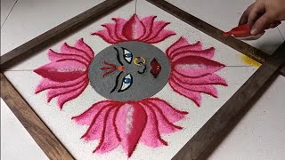 Gray colors rangoli for navratri special/Kalika mata rangoli/ rangoli for durgapuja/navratri rangoli