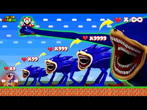Super Mario Bros. but STRONGEST MUSCLE SHIN SONIC has 1,000,000 Hearts From BIRTH to IMMORTAL
