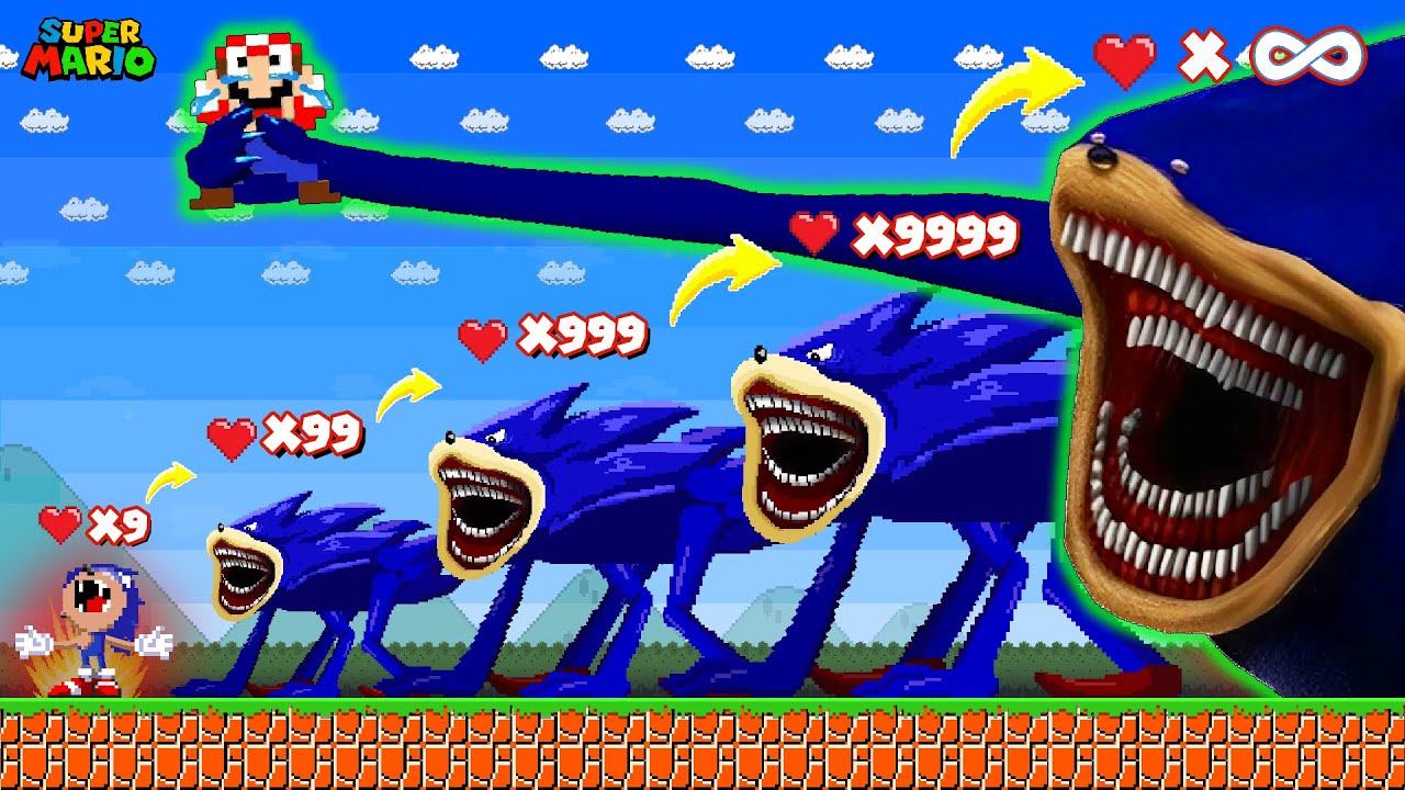 Super Mario Bros. but STRONGEST MUSCLE SHIN SONIC has 1,000,000 Hearts From BIRTH to IMMORTAL