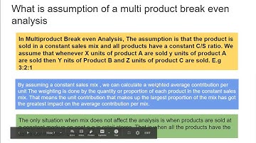 ACCA F5 PM (Performance Management) Multi Product CVP Analysis