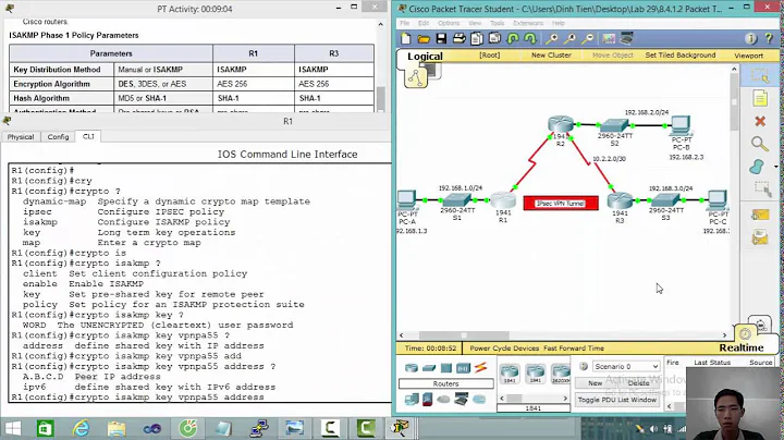 [CCNA Security] 8 4 1 2 Packet Tracer Configure and Verify a Site to Site IPsec VPN using CLI