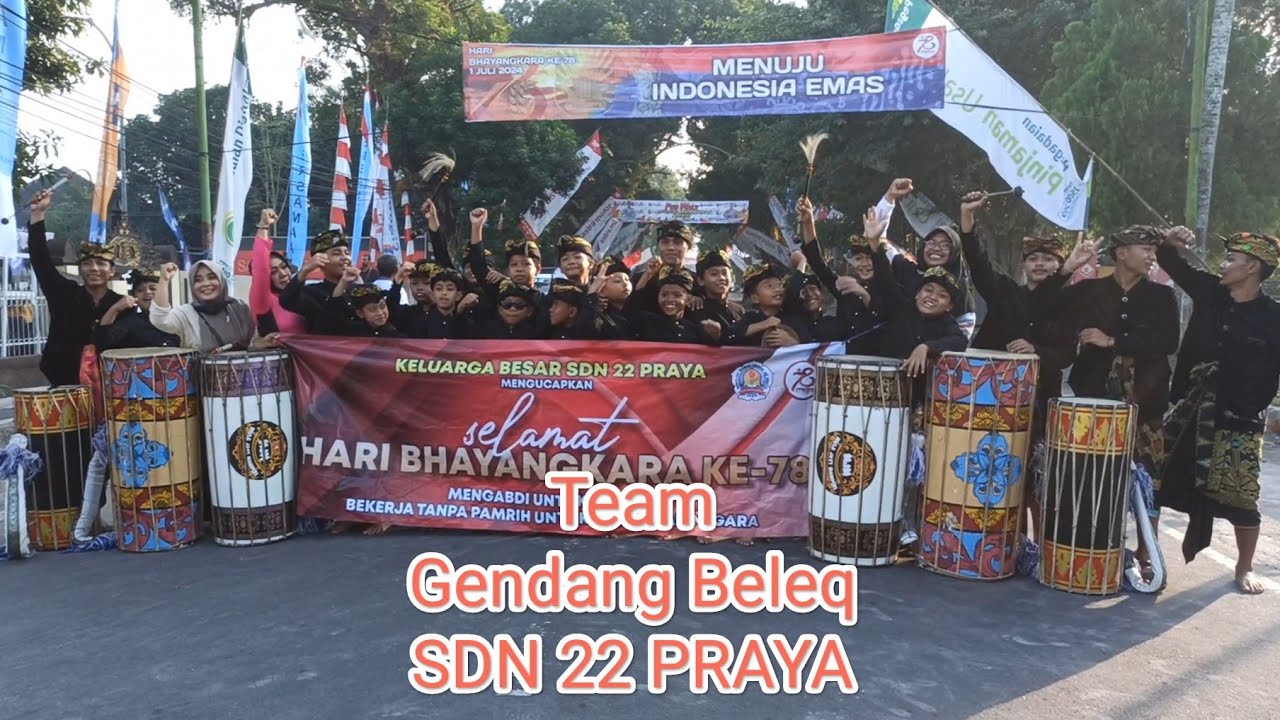 Team GENDANG BELEQ SDN 22 PRAYA di acara HUT Bhayangkara ke 78 tahun 2024 di Polres Lombok Tengah