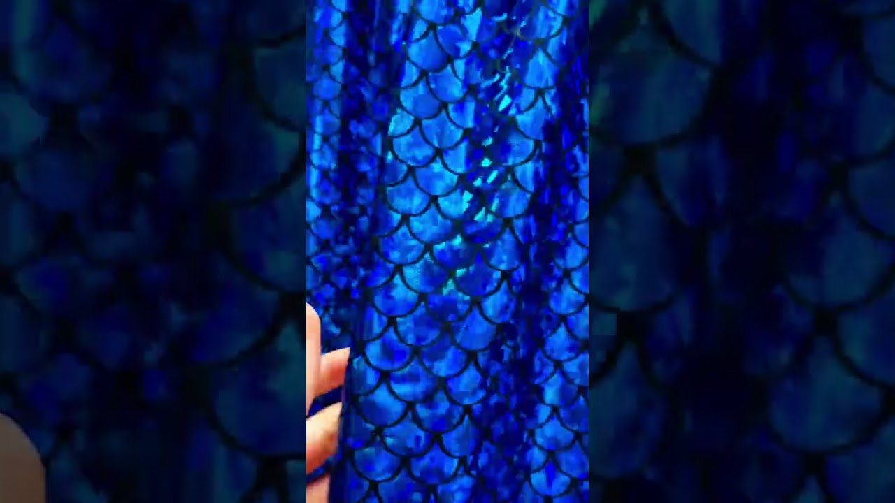Royal Blue mermaid scale fabric, fish scales tail material, iridescent textile 