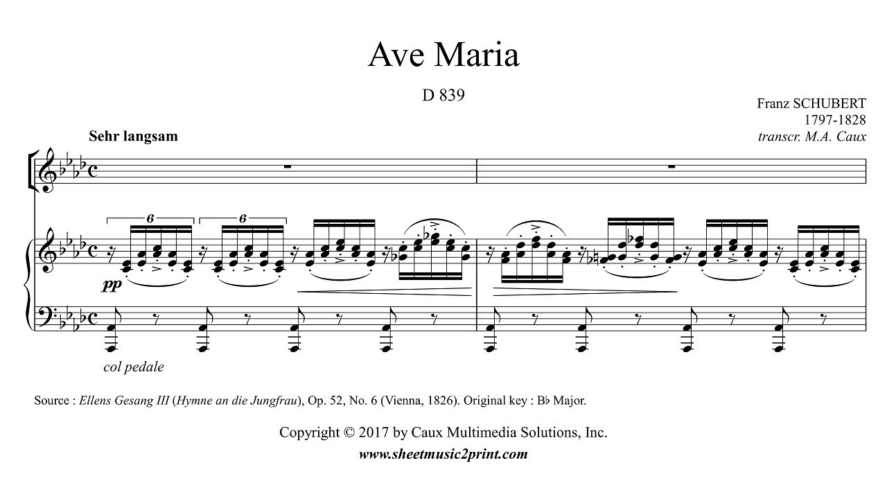 Schubert Ave Maria A Flat Major Youtube