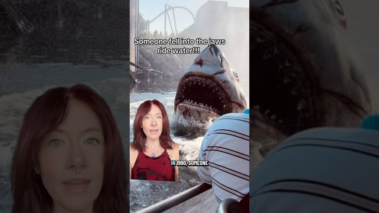 Someone fell into the jaws ride water with the animatronic shark #submechanophobia