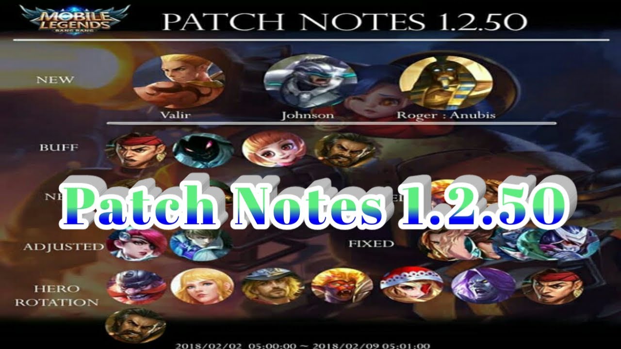 NEW PATCH NOTES 1.2.50 MOBILE LEGENDS BANG - BANG