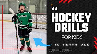 22 Hockey Drills For Kids  Stickhandling, Shooting, Powerskating & Stick Tricks