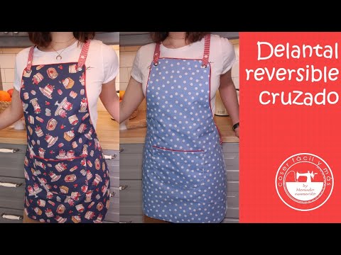 Delantal reversible cruzado (con patrones)