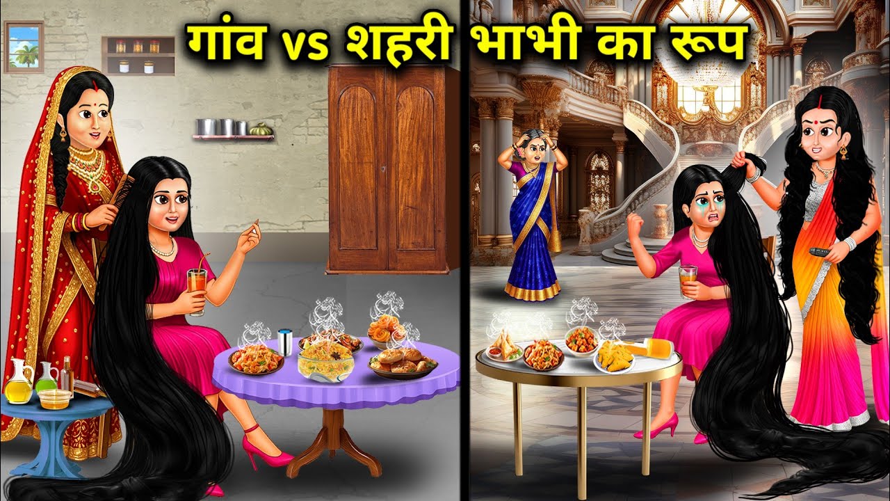 ननद के लिए गांव vs शहरी भाभी की सेवा ||Village vs Urban Bhabhi Look||Hindi cartoon stories 