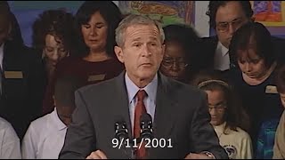 On 9/11, George W Bush Speaks to Parents & Teachers at Booker Elementary School after WTC Attacks