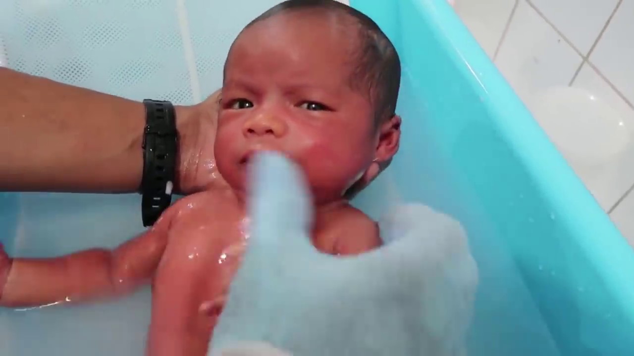 Bayi Lucu Baru Lahir Di Mandikan Bapaknya Youtube