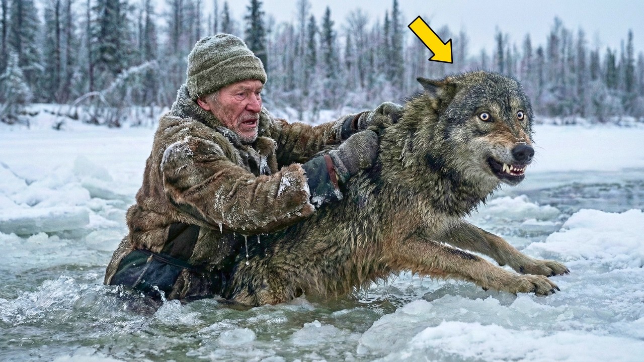 UZDROWICIEL RATOWAŁ WILKA UWIĘZIONEGO W LODZIE. GDY WYŁONILI SIĘ Z LASU, ZAMARŁ Z PRZERAŻENIA