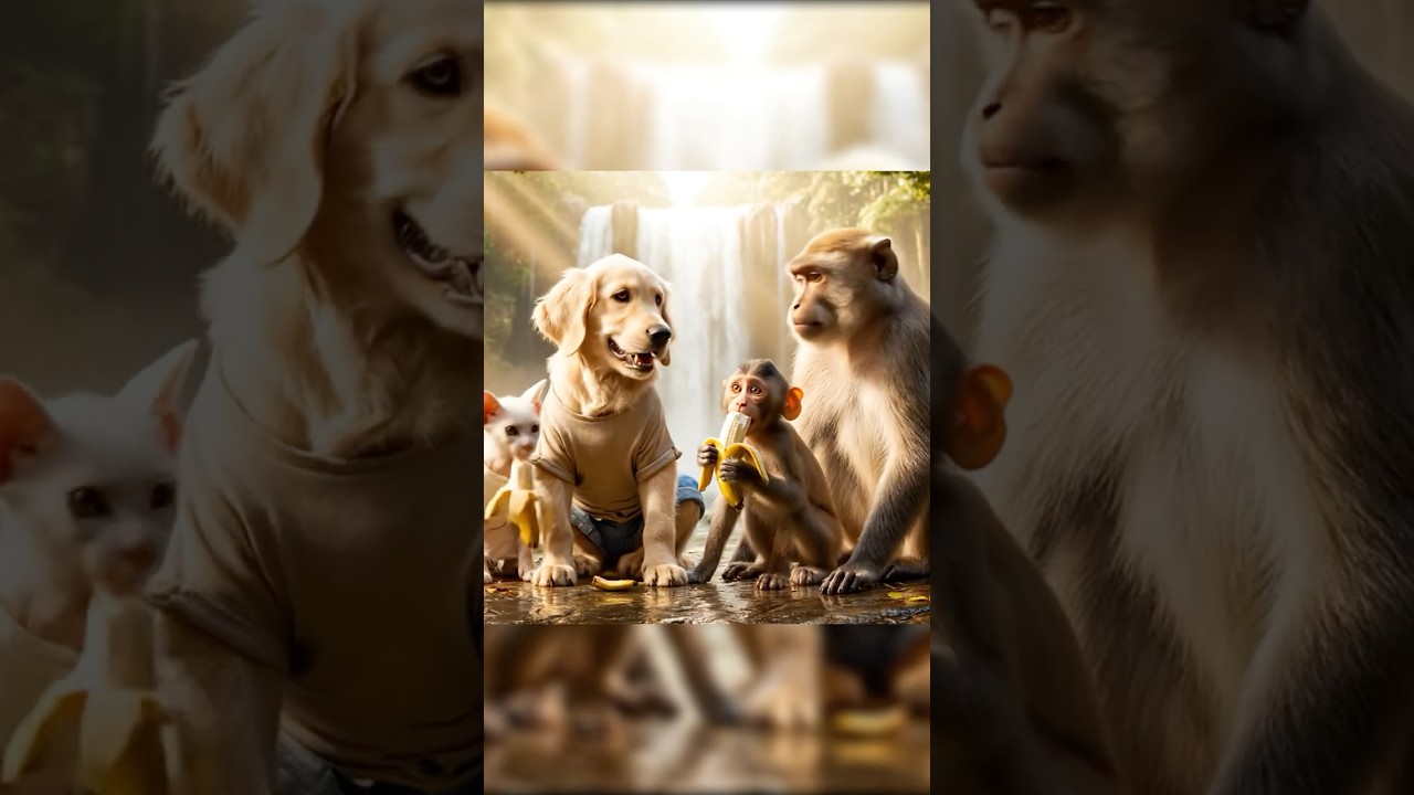 🐶🐱 Puppy &  Kitten Save Baby Monkey From Giant Python Attack😱 Brave Rescue 🐍