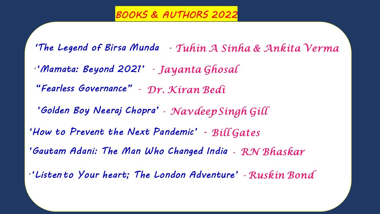 BOOKS AND AUTHORS 2022|| Important books released form Jan to June 2022 for all competitive exams