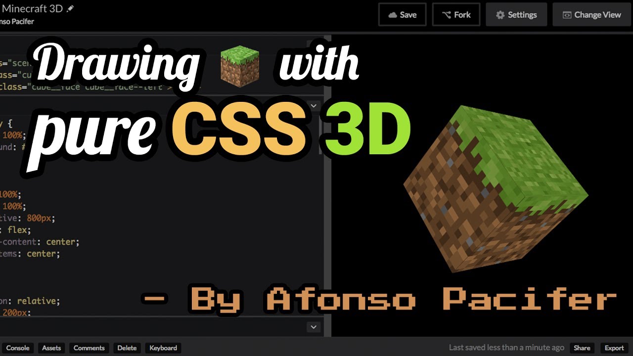Desenhando cubo do Minecraft em 3D com CSS - By Afonso Pacifer - YouTube