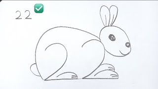 How to draw rabbit drawing from 22 number.    easy step by step