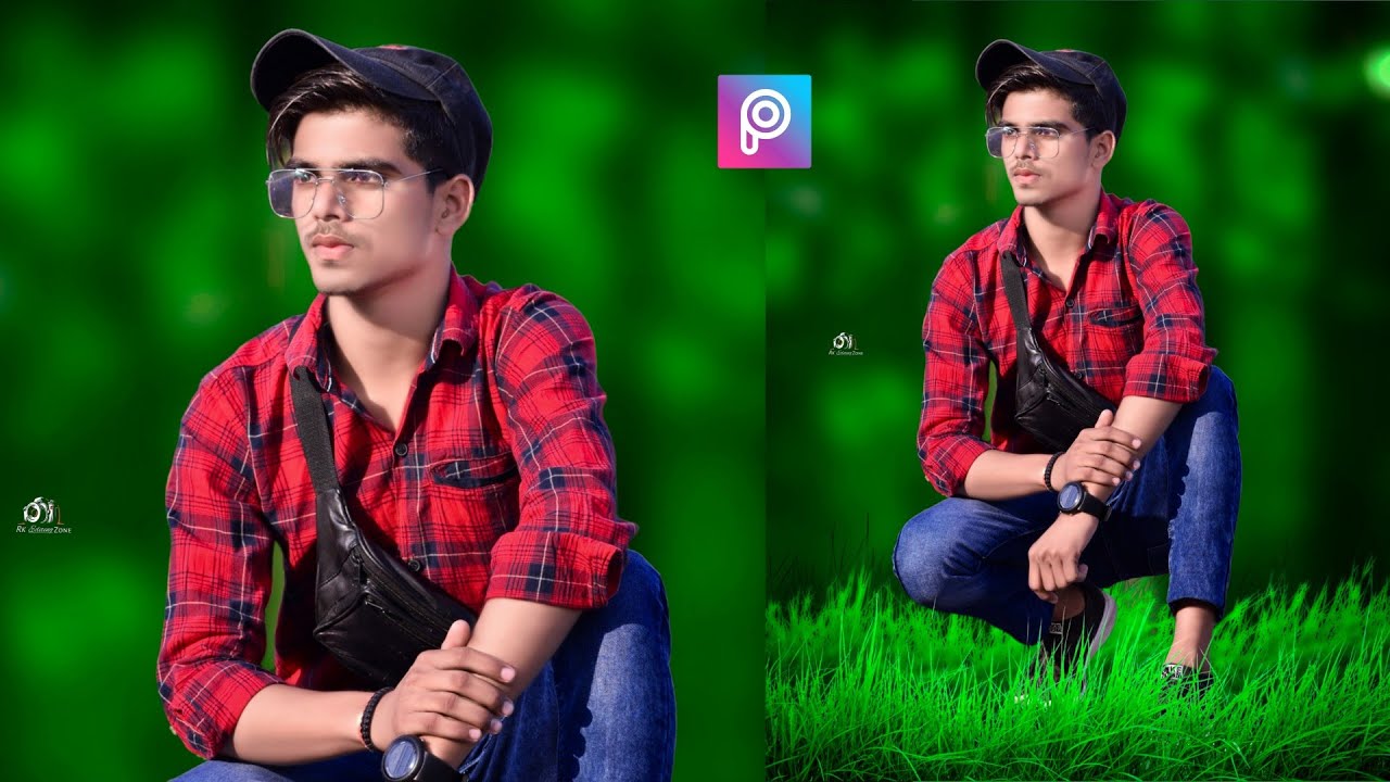 PicsArt green grass land photo editing in Mobile