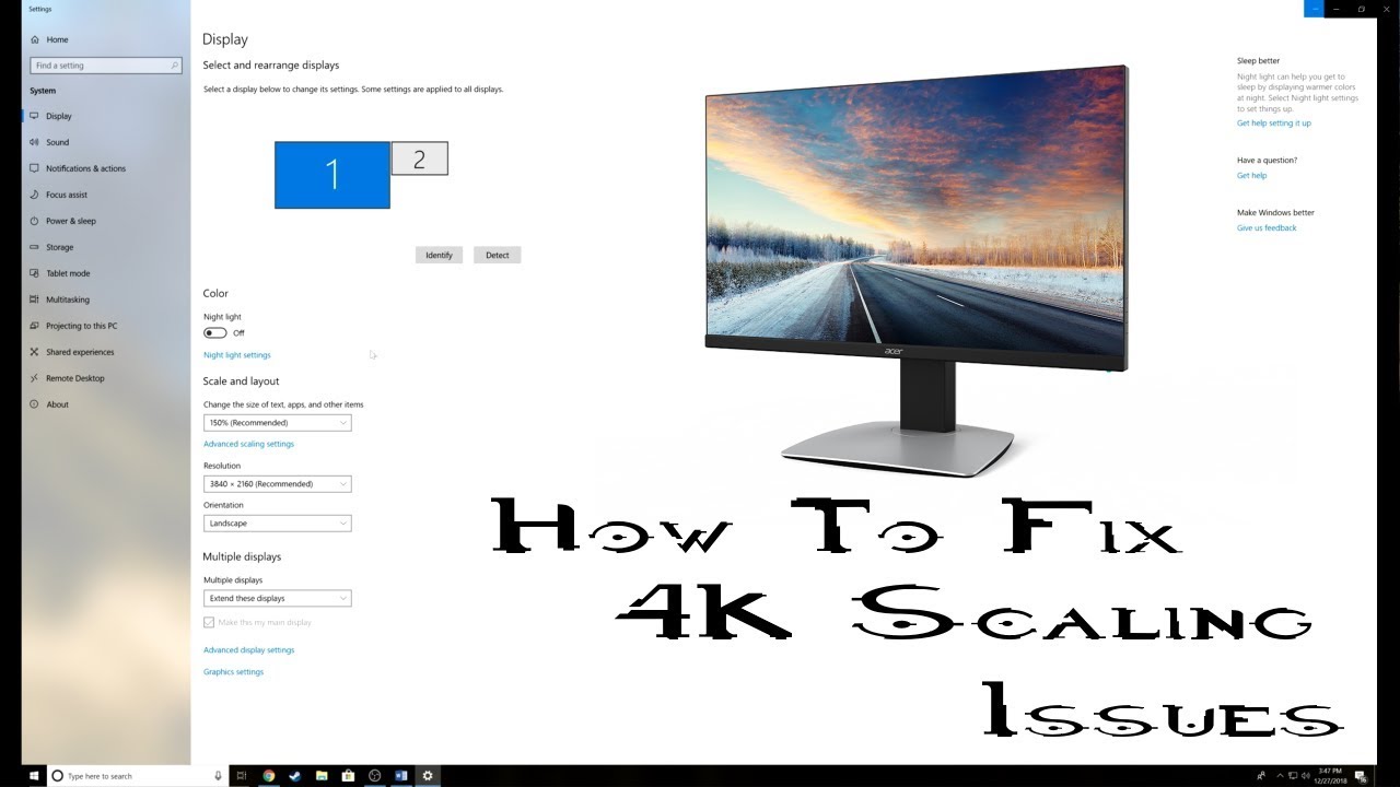 How To Fix 4k Scaling Issues Windows 10 18 Youtube