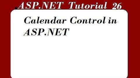 Calendar Control in ASP.NET C#