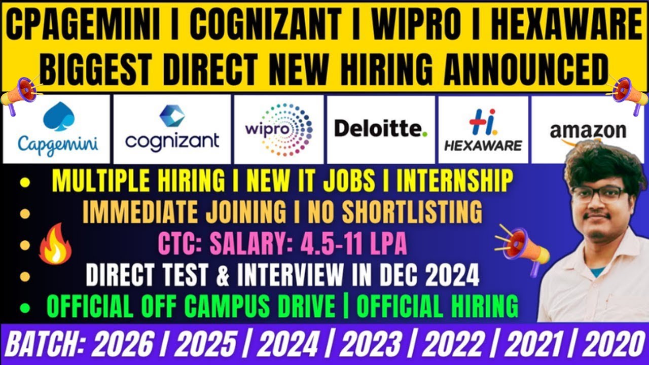 Cognizant, Hexaware, Wipro, Capgemini Superset Mass Hiring | Deloitte ...