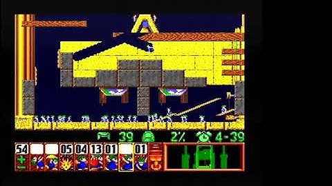 Lemmings SNES Taxing 4 Lend a helping hand 10021 points (100% saved & 14 skills used)