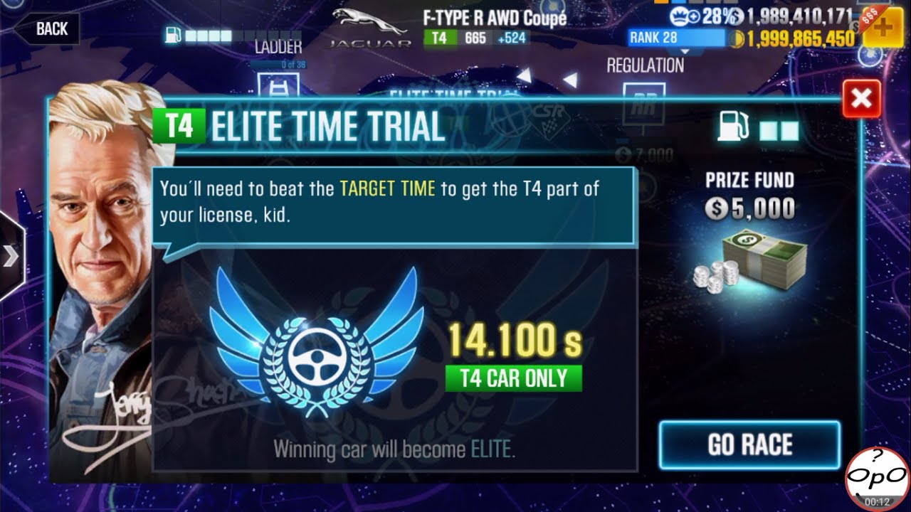 CSR Racing 2 | Elite Licence 1 Time Trial T4 With Jaguar F-Type R AWD Coupe