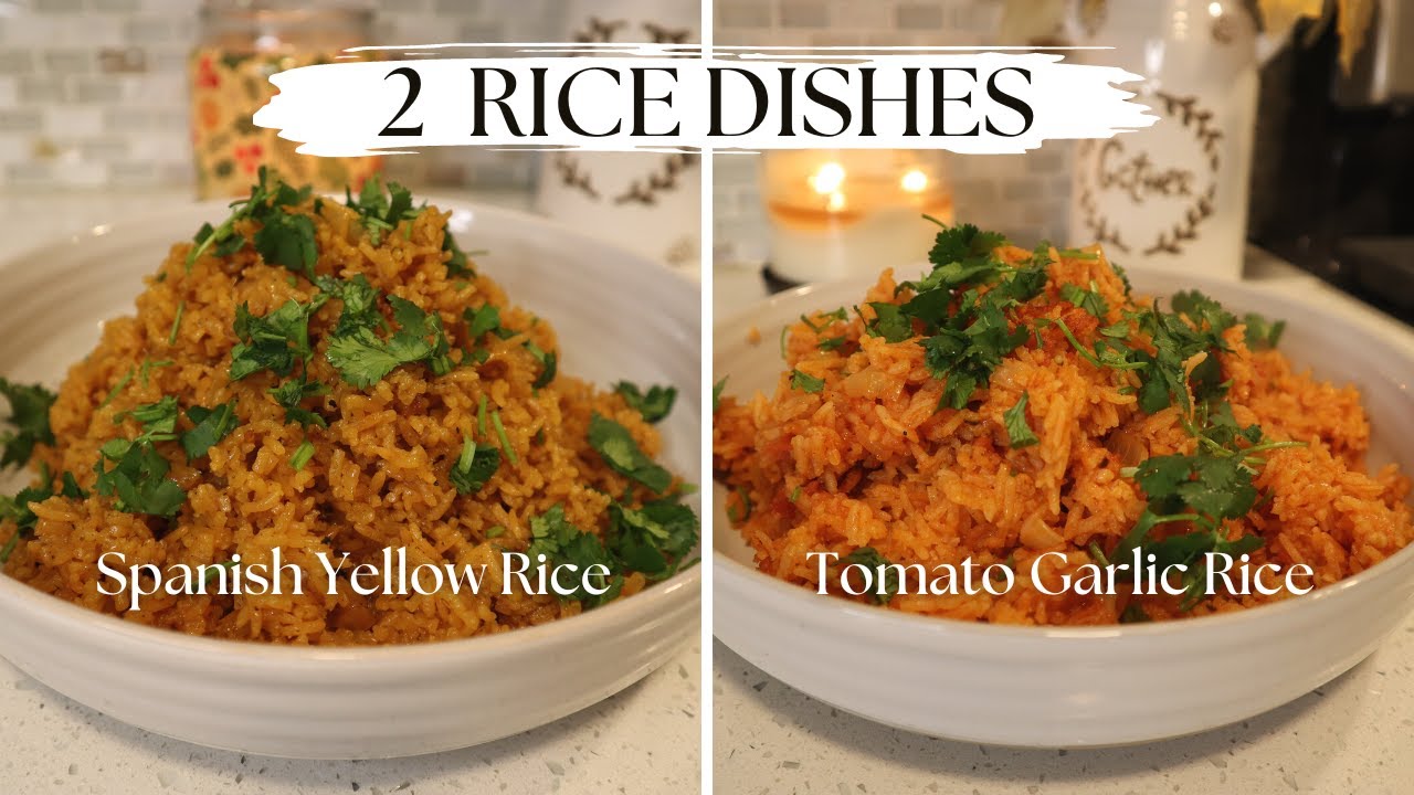 Spanish Yellow Rice & Tomato Garlic Rice Recipes 2 Easy Rice Recipes