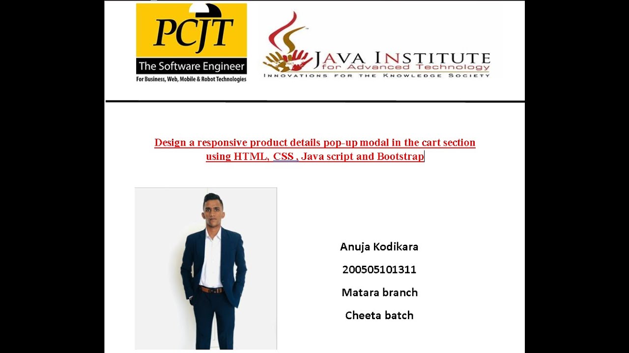 Cart Page Pop-up Modal | WEB Programming I | Java Institute - YouTube